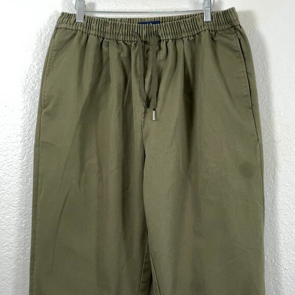 Fred Perry Drawstring Twill Jogger Elastic Waist Pants in Khaki Green Men's 36" - Picture 2 of 9